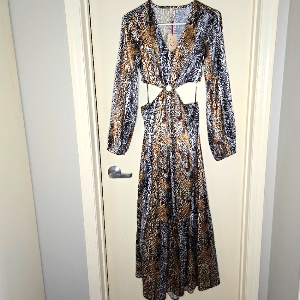 NWT Raga animal print Cut Out Maxi Dress  Small
